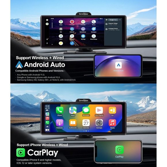 10" HD Touch Screen Wireless Car Stereo Mirror Link Bluetooth Backup Camera NEW - Picture 2 of 5